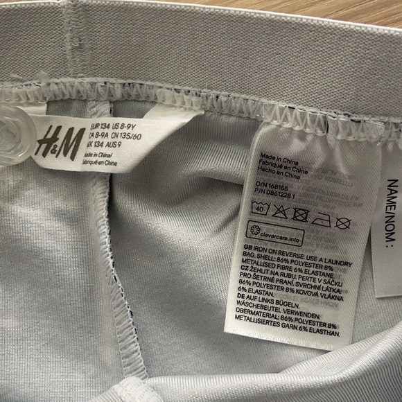 h&m Girls Blue Floral Glitter Metallic Leggings 8-9 Y - Picture 5 of 5